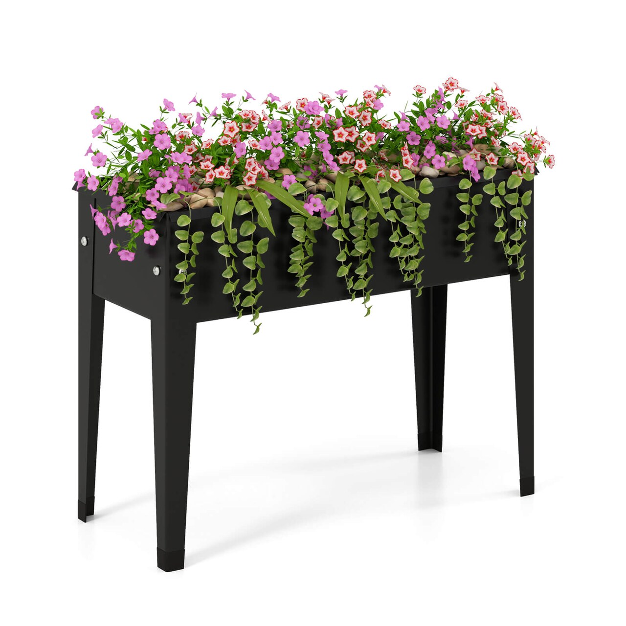 Costway 1/2 PCS Raised Garden Bed, Elevated Metal Planter Box with Legs and Drainage Holes Green/Black